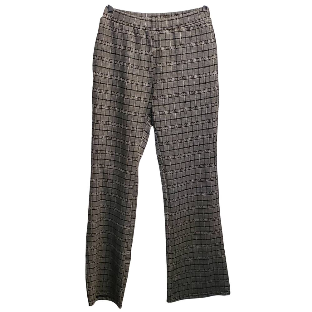TOV Plaid Pull On Flared Elastic Waist Pants Size 40 Medium 6/8